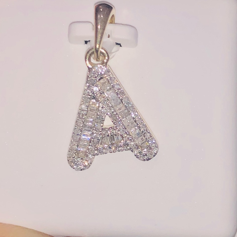 10k solid gold SI Certified Diamond A Initial pendant NOT plated, free appraisal